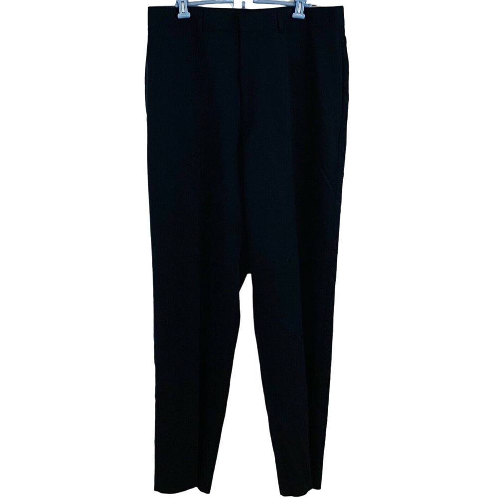 Mens 35x32‎ Cutter & Buck Pants Black Polyester Rayon Blend Flat Front